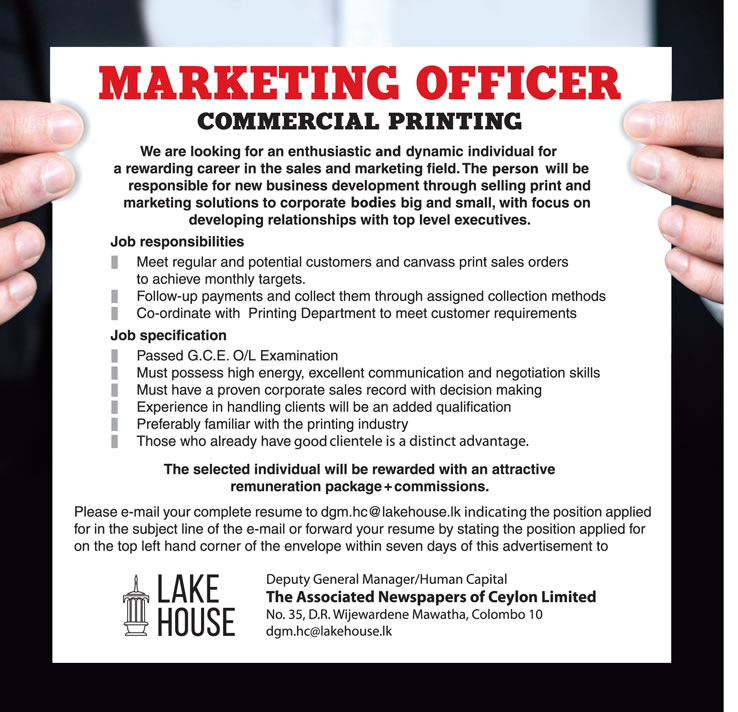 Marketing Officer - The Associated Newspapers of Ceylon Ltd